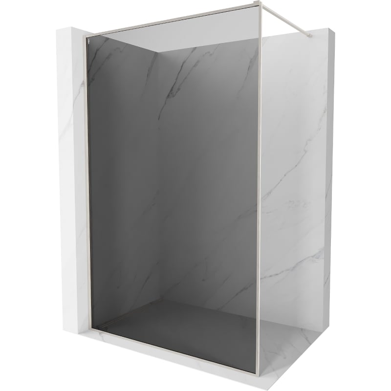Mexen Kioto-F Duschwand Walk-in mit Rahmen 80 x 202 cm, Graphit 8 mm, gebürsteter Nickel - 800-080-104-97-40