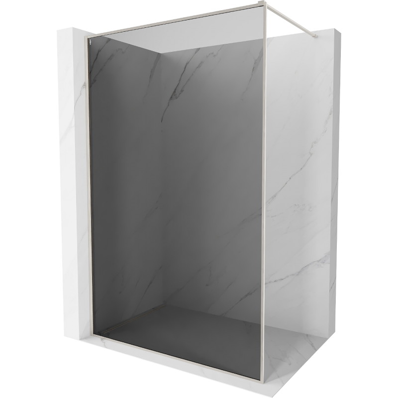 Mexen Kioto-F Duschwand Walk-in mit Rahmen 90 x 202 cm, Graphit 8 mm, gebürsteter Nickel - 800-090-104-97-40