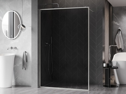 Mexen Kioto-F Duschwand Walk-in mit Rahmen 90 x 202 cm, Graphit 8 mm, gebürsteter Nickel - 800-090-104-97-40