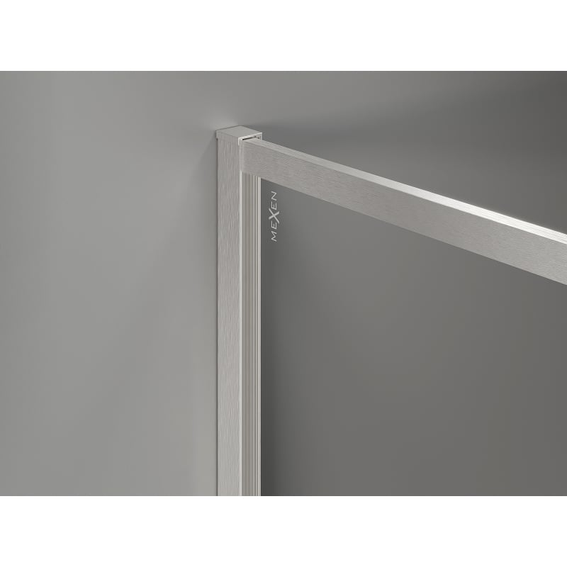 Mexen Kioto-F Duschwand Walk-in mit Rahmen 140 x 202 cm, Graphit 8 mm, gebürsteter Nickel - 800-140-104-97-40