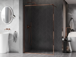Mexen Kioto-F Walk-in Duschwand mit Rahmen 140 x 202 cm, transparent 8 mm, Roségold - 800-140-104-60-00