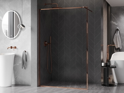 Mexen Kioto-F Walk-In-Duschwand mit Rahmen 150 x 202 cm, transparent 8 mm, Roségold - 800-150-104-60-00