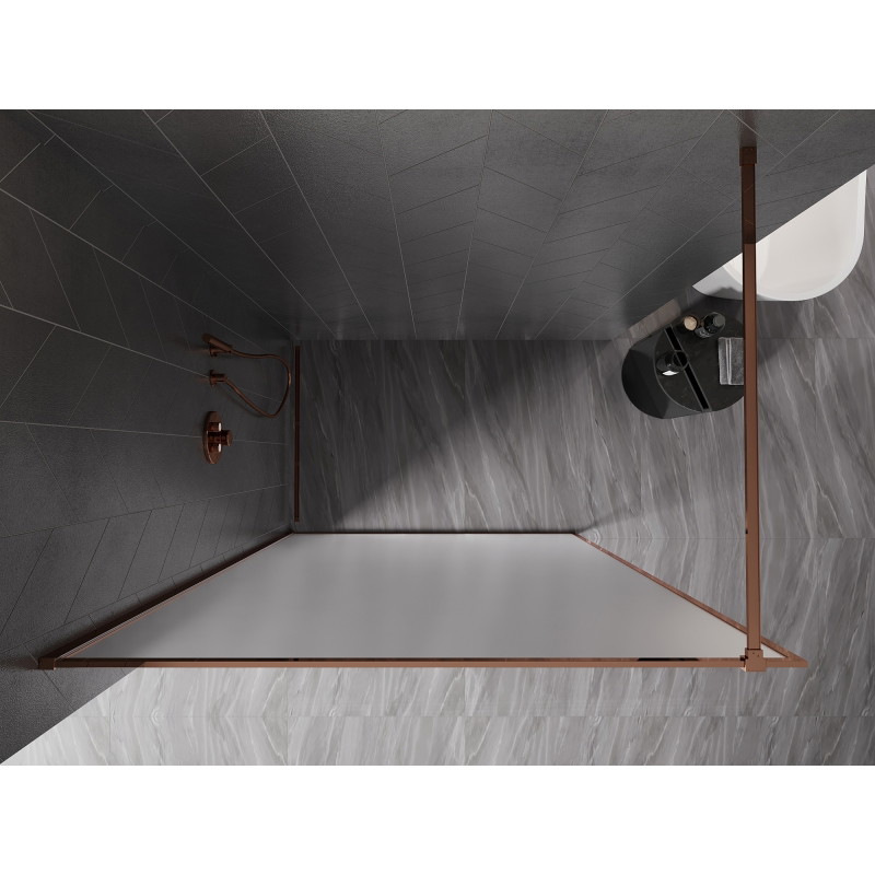 Mexen Kioto-F Duschtür Walk-in mit Rahmen 70 x 202 cm, Frostglas 8 mm, Roségold - 800-070-104-60-30
