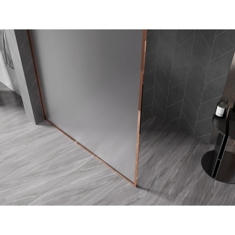 Mexen Kioto-F Duschwand Walk-in mit Rahmen 90 x 202 cm, matt 8 mm, Roségold - 800-090-104-60-30