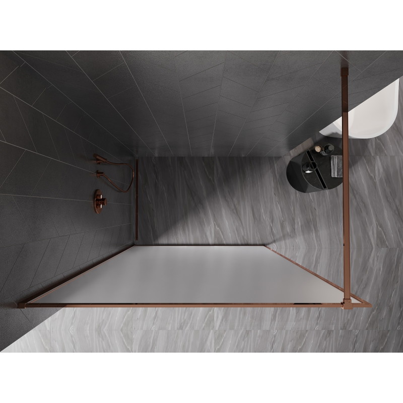 Mexen Kioto-F Walk-In-Duschwand mit Rahmen 130 x 202 cm, Frostglas 8 mm, Roségold - 800-130-104-60-30