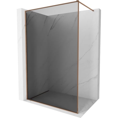 Mexen Kioto-F Duschwand Walk-in mit Rahmen 110 x 202 cm, Graphit 8 mm, Roségold - 800-110-104-60-40
