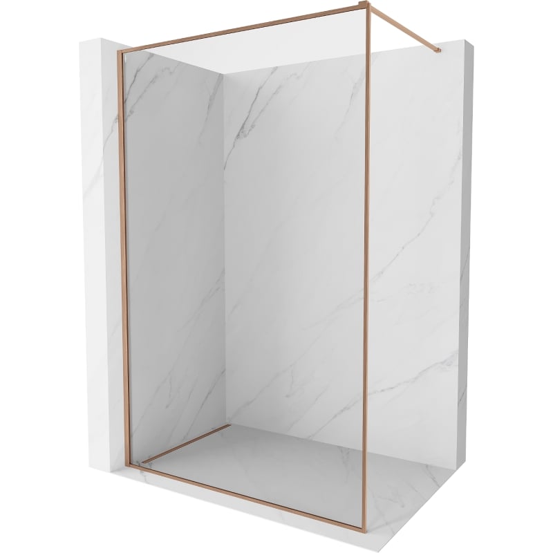 Mexen Kioto-F Duschwand Walk-in mit Rahmen 55 x 202 cm, transparent 8 mm, gebürstetes Kupfer - 800-055-104-65-00