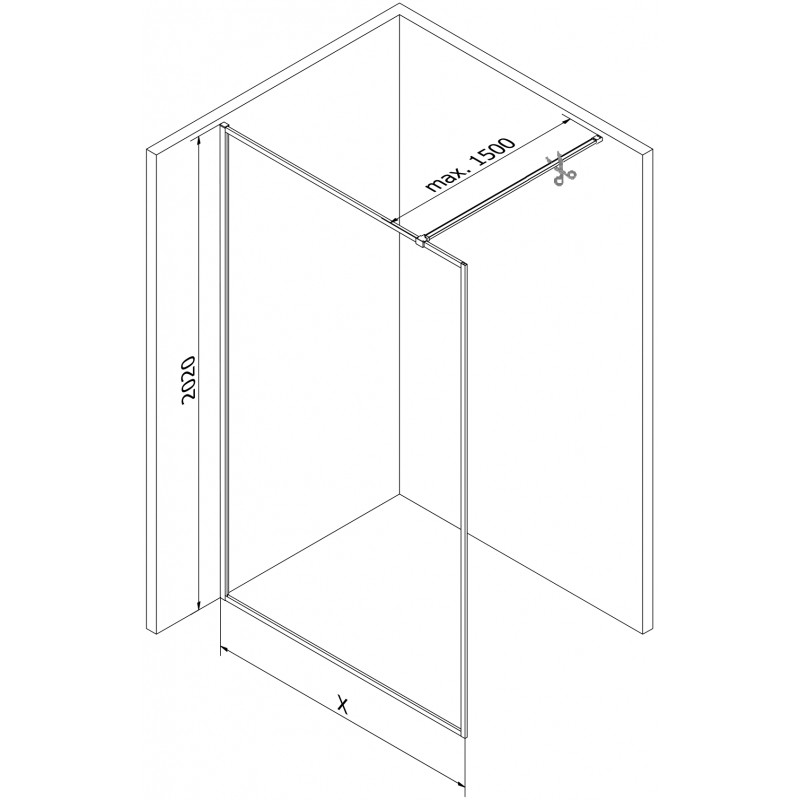 Mexen Kioto-F Duschwand Walk-in mit Rahmen 100 x 202 cm, Grafit 8 mm, Gun Metal - 800-100-104-95-40