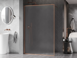 Mexen Kioto-F Duschwand Walk-in mit Rahmen 90 x 202 cm, Frost 8 mm, gebürstetes Kupfer - 800-090-104-65-30