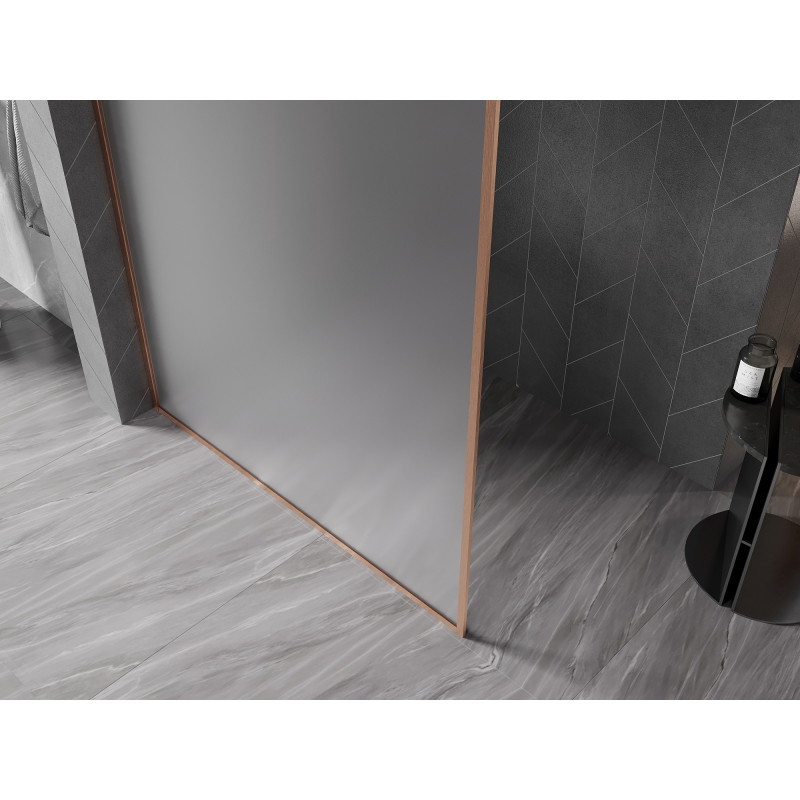Mexen Kioto-F Duschwand Walk-in mit Rahmen 120 x 202 cm, Frost 8 mm, gebürstetes Kupfer - 800-120-104-65-30