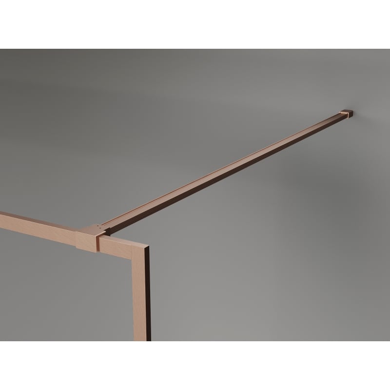 Mexen Kioto-F Duschwand Walk-in mit Rahmen 140 x 202 cm, Graphit 8 mm, gebürstetes Kupfer - 800-140-104-65-40