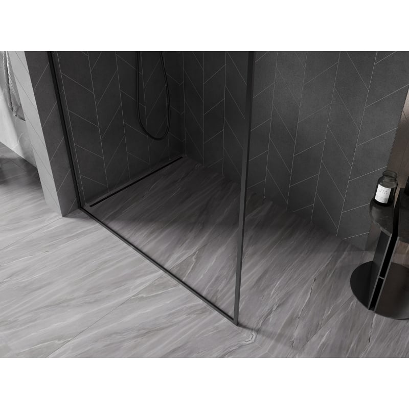 Mexen Kioto-F Duschwand Walk-in mit Rahmen 85 x 202 cm, transparent 8 mm, schwarz - 800-085-104-70-00