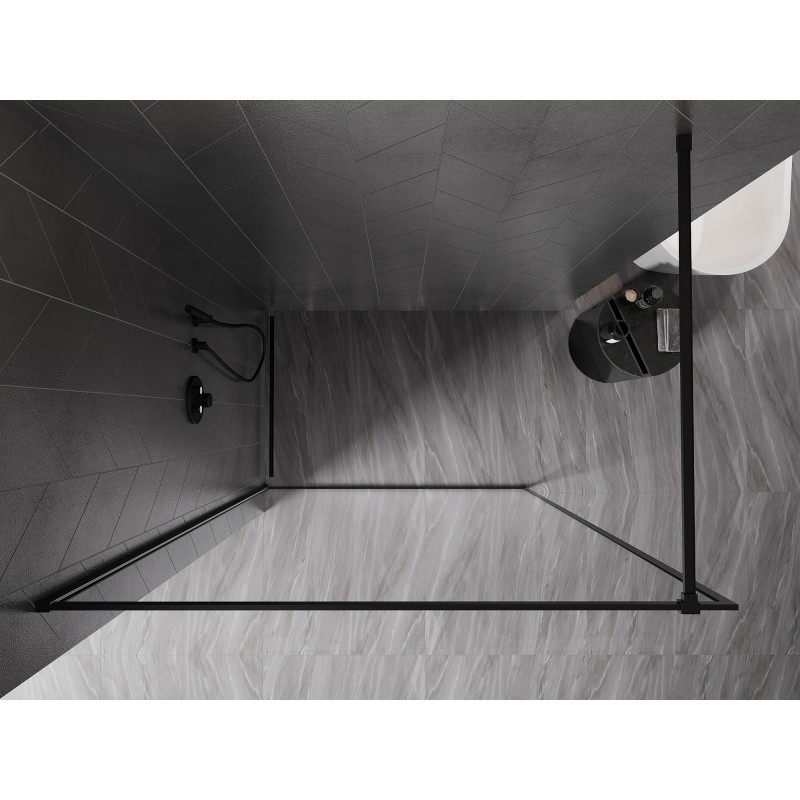 Mexen Kioto-F Duschwand Walk-in mit Rahmen 160 x 202 cm, transparent 8 mm, schwarz - 800-160-104-70-00