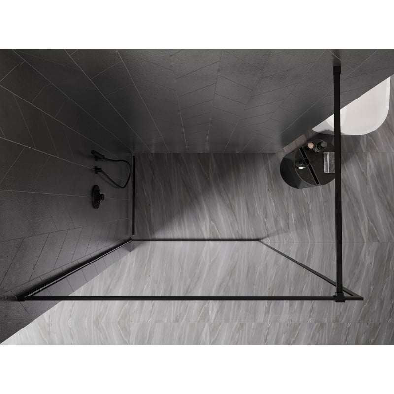 Mexen Kioto-F Duschabtrennung Walk-in mit Rahmen 155 x 202 cm, transparent 8 mm, schwarz - 800-155-104-70-00