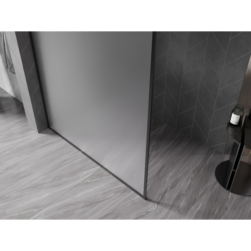 Mexen Kioto-F Duschwand Walk-in mit Rahmen 70 x 202 cm, mattiert 8 mm, schwarz - 800-070-104-70-30