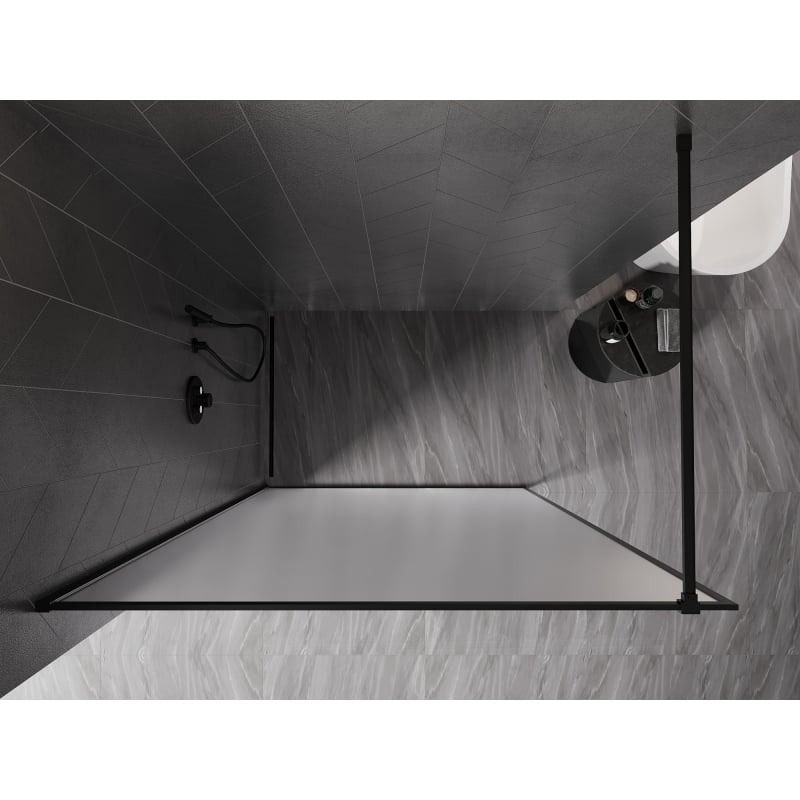 Mexen Kioto-F Duschwand Walk-in mit Rahmen 90 x 202 cm, Frost 8 mm, schwarz - 800-090-104-70-30