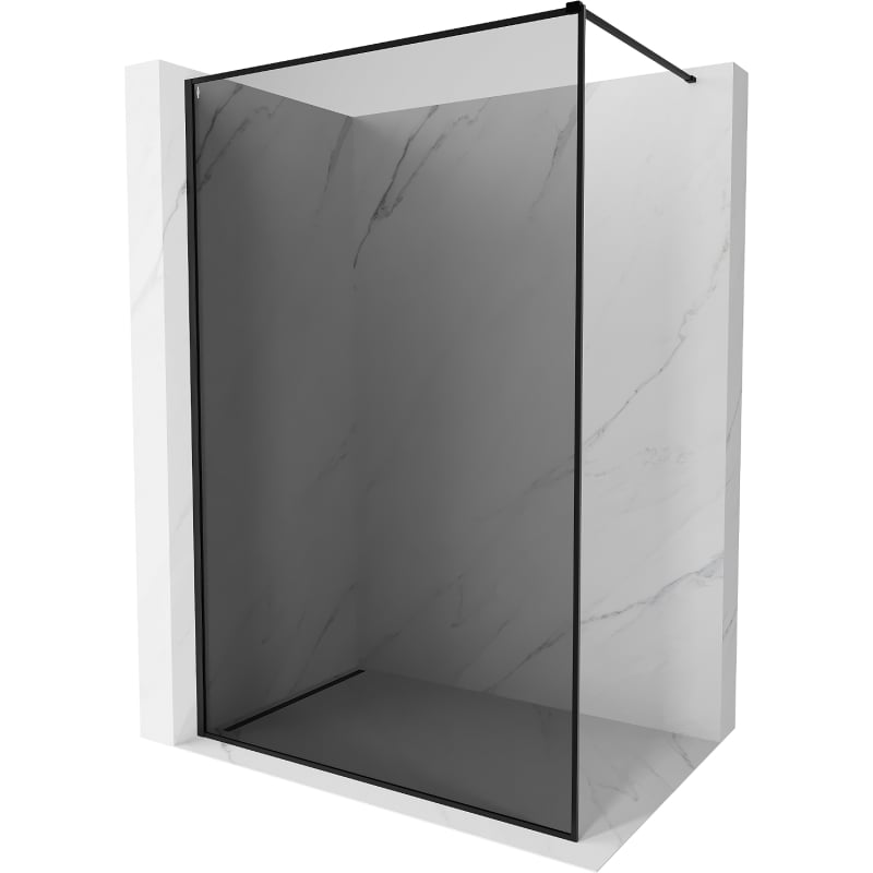 Mexen Kioto-F Duschwand Walk-in mit Rahmen 100 x 202 cm, Graphit 8 mm, Schwarz - 800-100-104-70-40