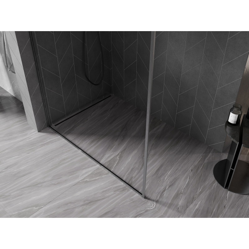Mexen Kioto-F Duschwand Walk-in mit Rahmen 170 x 202 cm, transparent 8 mm, gebürstetes Gun Gray - 800-170-104-66-00