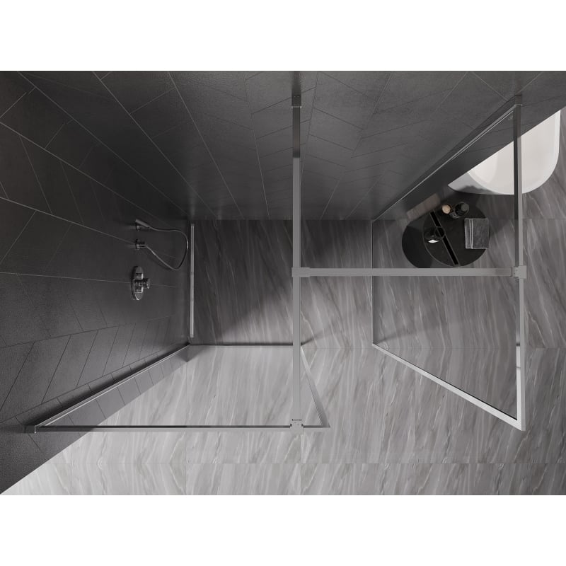 Mexen Kioto-F Duschwand Walk-in mit Rahmen 135 x 70 cm, transparent 8 mm, Chrom - 800-135-202-04-00-070