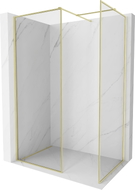 Mexen Kioto-F Duschwand Walk-in mit Rahmen 150 x 75 cm, transparent 8 mm, gebürstetes Gold - 800-150-202-04-55-075