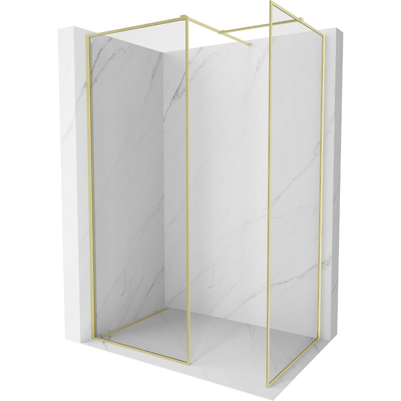 Mexen Kioto-F Duschwand Walk-in mit Rahmen 120 x 85 cm, transparent 8 mm, gebürstet gold - 800-120-202-04-55-085