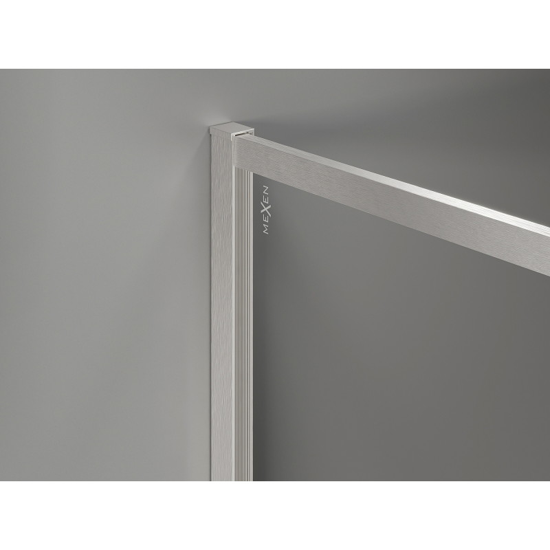Mexen Kioto-F Duschwand Walk-in mit Rahmen 140 x 75 cm, transparent 8 mm, gebürsteter Nickel - 800-140-202-04-97-075