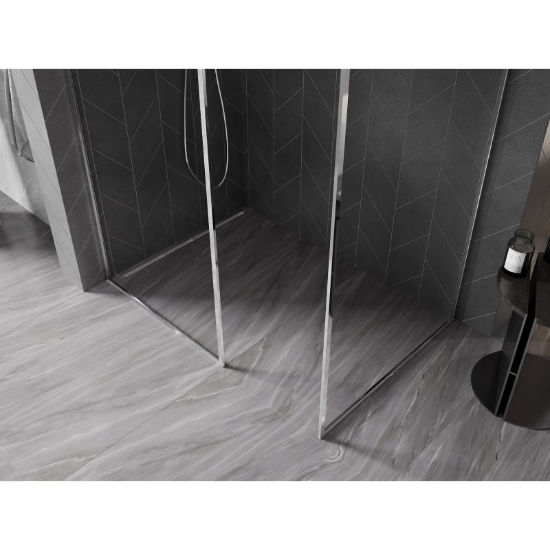Mexen Kioto-F Duschwand Walk-in mit Rahmen 100 x 100 cm, transparent 8 mm, Chrom - 800-100-202-04-00-100