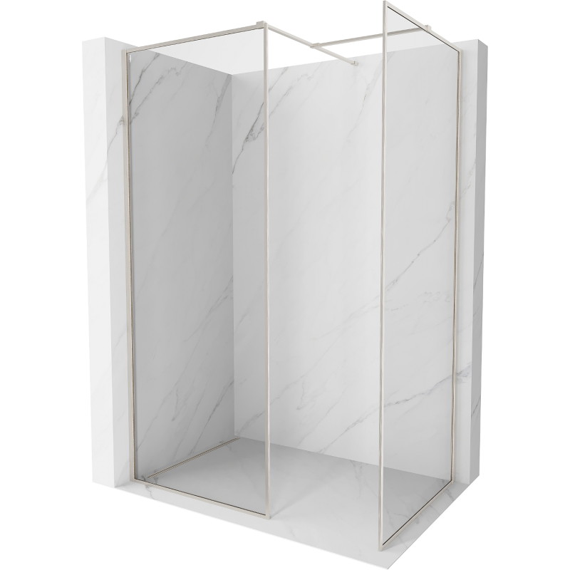 Mexen Kioto-F Duschwand Walk-in mit Rahmen 100 x 85 cm, transparent 8 mm, gebürsteter Nickel - 800-100-202-04-97-085