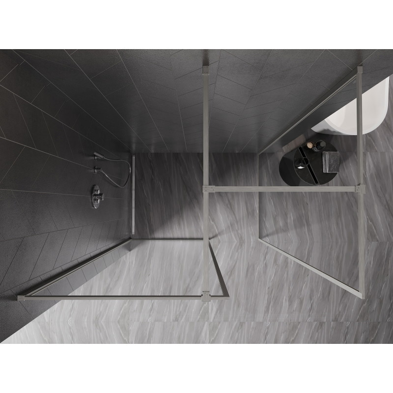 Mexen Kioto-F Duschwand Walk-in mit Rahmen 100 x 90 cm, transparent 8 mm, gebürsteter Nickel - 800-100-202-04-97-090
