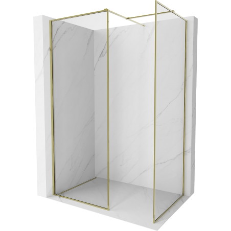 Mexen Kioto-F Duschwand Walk-in mit Rahmen 155 x 70 cm, transparent 8 mm, gold - 800-155-202-04-50-070