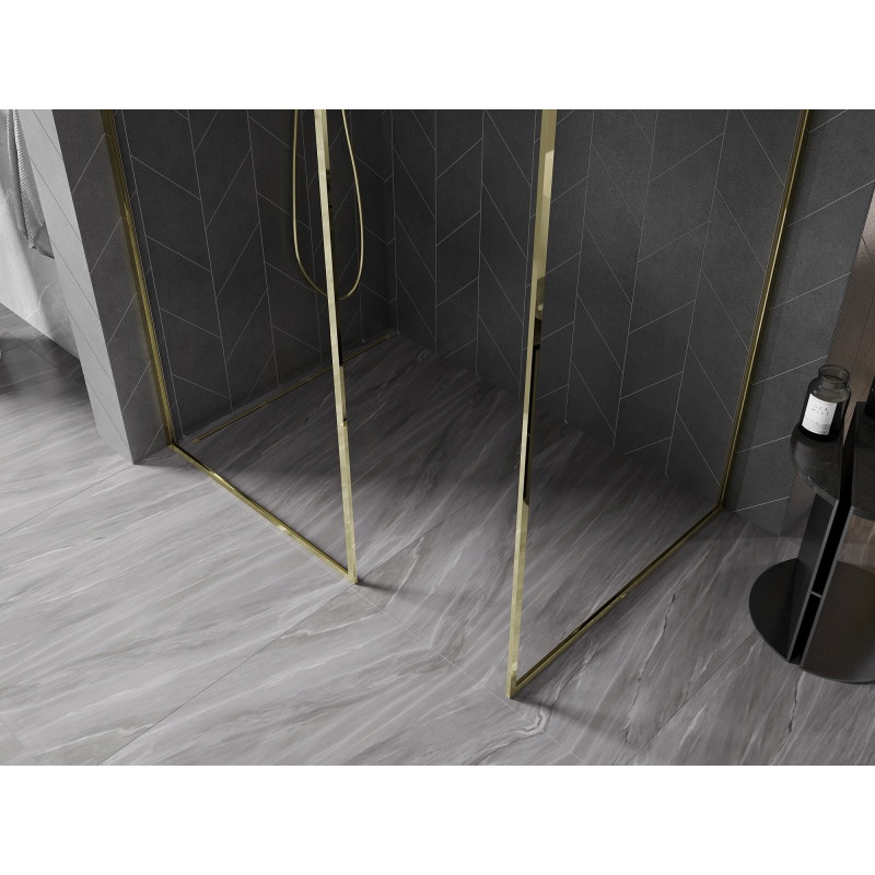 Mexen Kioto-F Duschwand Walk-in mit Rahmen 80 x 75 cm, transparent 8 mm, gold - 800-080-202-04-50-075