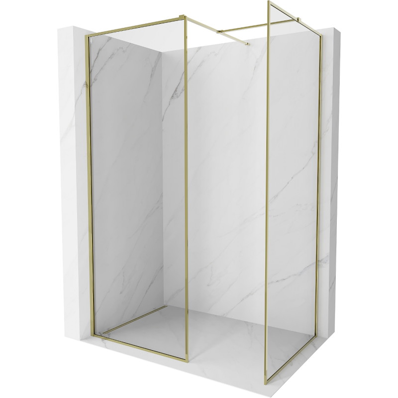 Mexen Kioto-F Duschwand Walk-in mit Rahmen 100 x 80 cm, transparent 8 mm, gold - 800-100-202-04-50-080