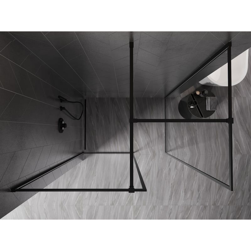 Mexen Kioto-F Duschwand Walk-in mit Rahmen 100 x 70 cm, transparent 8 mm, schwarz - 800-100-202-04-70-070