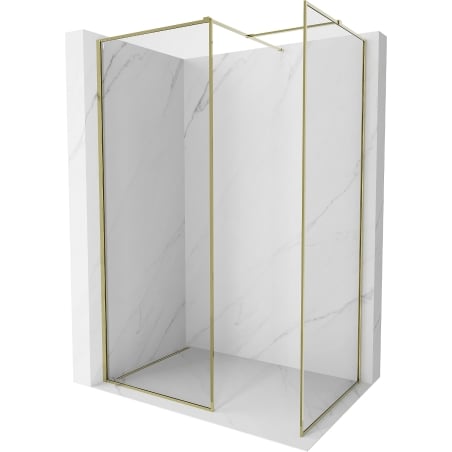 Mexen Kioto-F Duschwand Walk-in mit Rahmen 100 x 90 cm, transparent 8 mm, gold - 800-100-202-04-50-090
