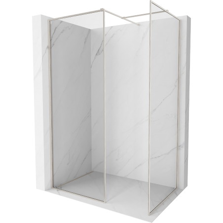 Mexen Kioto-F Duschwand Walk-in mit Rahmen 150 x 100 cm, transparent 8 mm, gebürsteter Nickel - 800-150-202-04-97-100