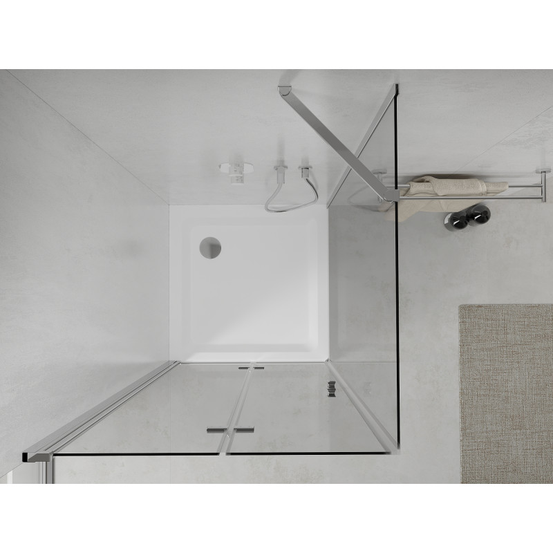 Mexen Lima faltbare Duschkabine 70 x 70 cm, transparent, Chrom + Flat-Duschwanne - 856-070-070-01-00-4010