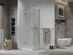 Mexen Lima Duo faltbare Duschkabine 70 x 70 cm, transparent, Chrom + Flat-Duschtasse - 856-070-070-01-02-4010