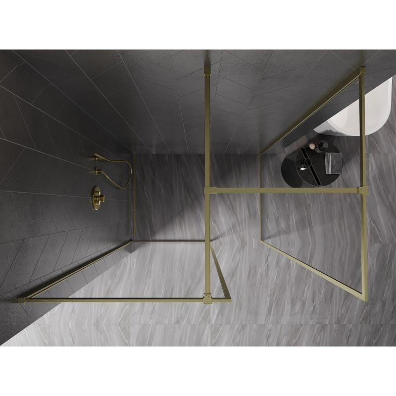 Mexen Kioto-F Walk-in-Duschwand mit Rahmen 105 x 80 cm, transparent 8 mm, gebürstet gold - 800-105-202-04-55-080