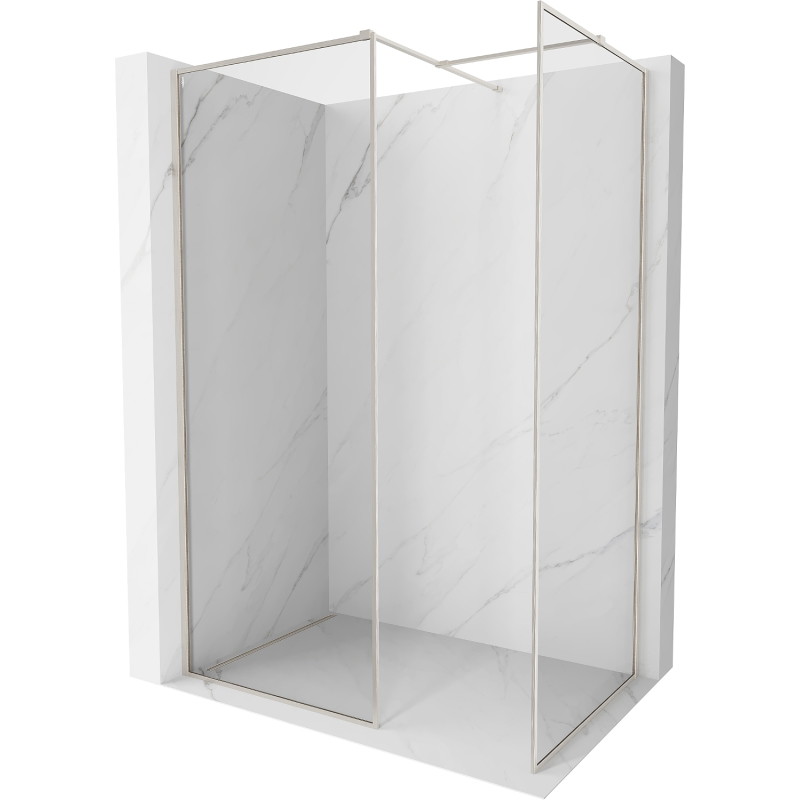 Mexen Kioto-F Walk-In-Duschwand mit Rahmen 170 x 110 cm, transparent 8 mm, gebürsteter Nickel - 800-170-202-04-97-110