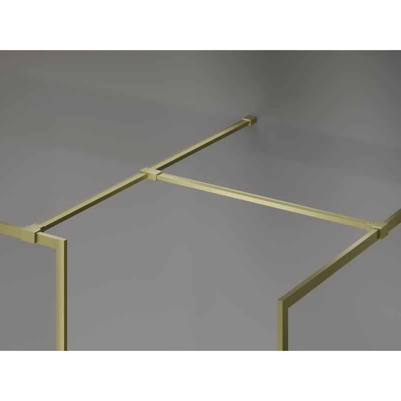 Mexen Kioto-F Walk-in-Duschwand mit Rahmen 125 x 120 cm, transparent 8 mm, gebürstetes Gold - 800-125-202-04-55-120