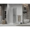 Mexen Lima Duo faltbare Duschkabine 100 x 100 cm, transparent, Chrom + Flat Duschwanne - 856-100-100-01-02-4010