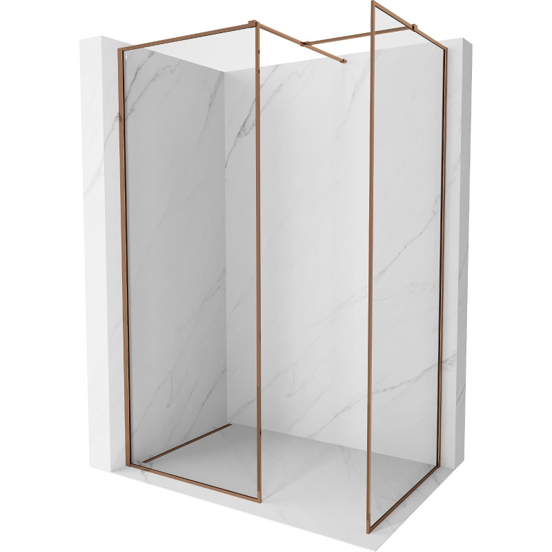 Mexen Kioto-F Duschwand Walk-in mit Rahmen 180 x 70 cm, transparent 8 mm, Roségold - 800-180-202-04-60-070
