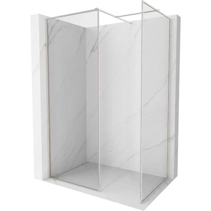 Mexen Kioto-F Walk-in-Duschwand mit Rahmen 155 x 120 cm, transparent 8 mm, gebürsteter Nickel - 800-155-202-04-97-120