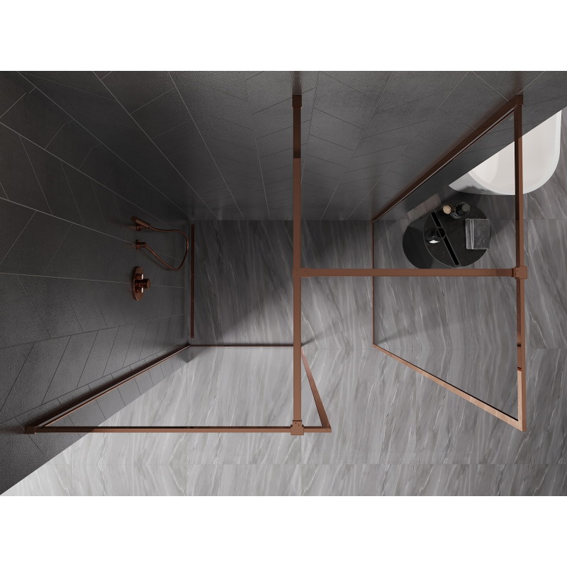 Mexen Kioto-F Duschwand Walk-in mit Rahmen 90 x 75 cm, transparent 8 mm, Roségold - 800-090-202-04-60-075