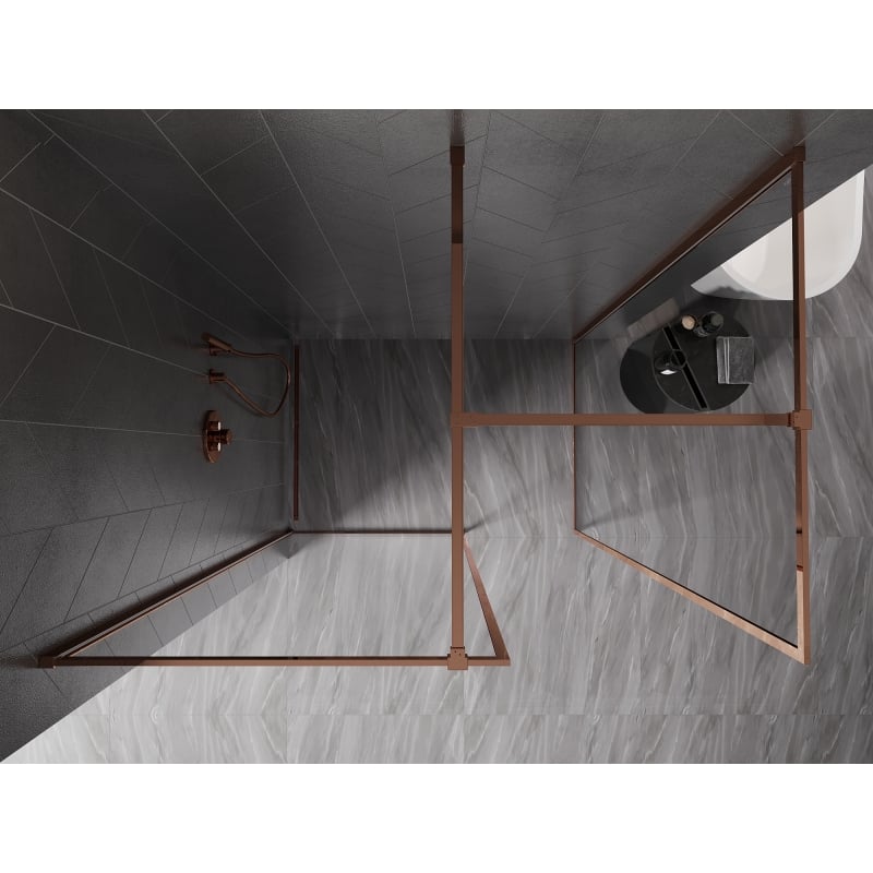 Mexen Kioto-F Duschwand Walk-in mit Rahmen 85 x 80 cm, transparent 8 mm, Roségold - 800-085-202-04-60-080