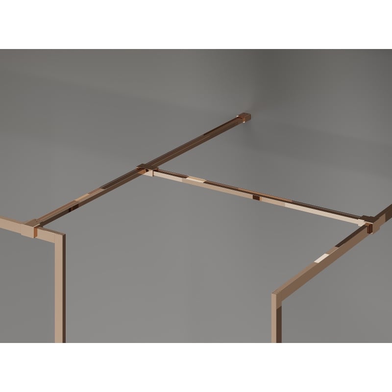 Mexen Kioto-F Duschwand Walk-in mit Rahmen 135 x 100 cm, transparent 8 mm, Roségold - 800-135-202-04-60-100