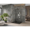 Mexen Omega Schiebeduschkabine 100 x 90 cm, transparent, Chrom + Duschwanne Flat, schwarz - 825-100-090-01-00-4070