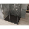Mexen Omega Schiebeduschkabine 100 x 90 cm, transparent, Chrom + Duschwanne Flat, schwarz - 825-100-090-01-00-4070
