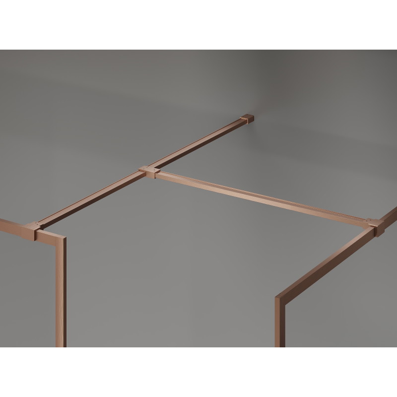 Mexen Kioto-F Duschwand Walk-in mit Rahmen 150 x 70 cm, transparent 8 mm, gebürstetes Kupfer - 800-150-202-04-65-070