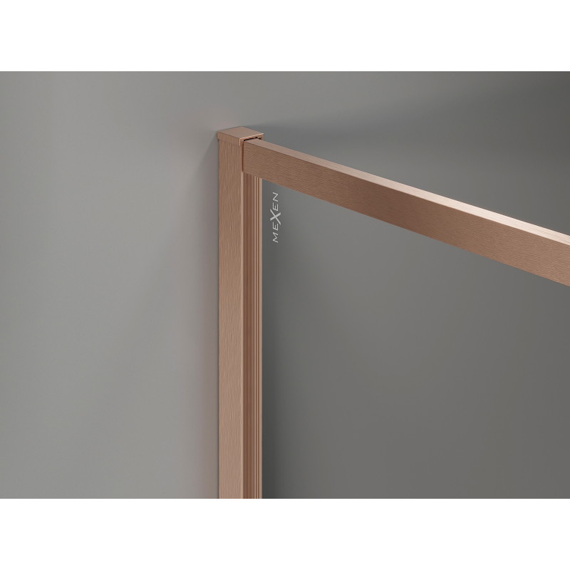 Mexen Kioto-F Duschwand Walk-in mit Rahmen 100 x 80 cm, transparent 8 mm, gebürstetes Kupfer - 800-100-202-04-65-080